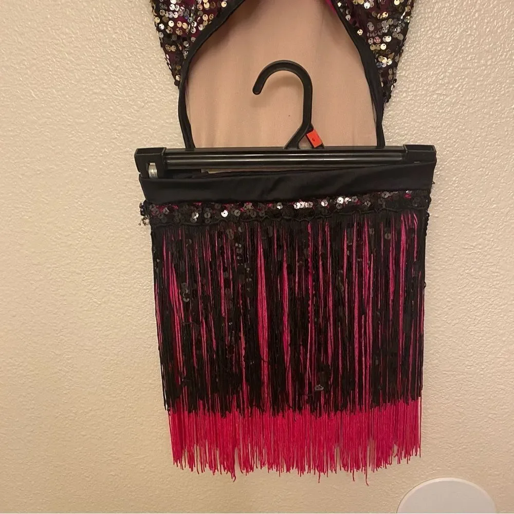 WEISSMAN Dance Costume flapper fringe ombre hot pink sequin Dreamlover 14706 SA